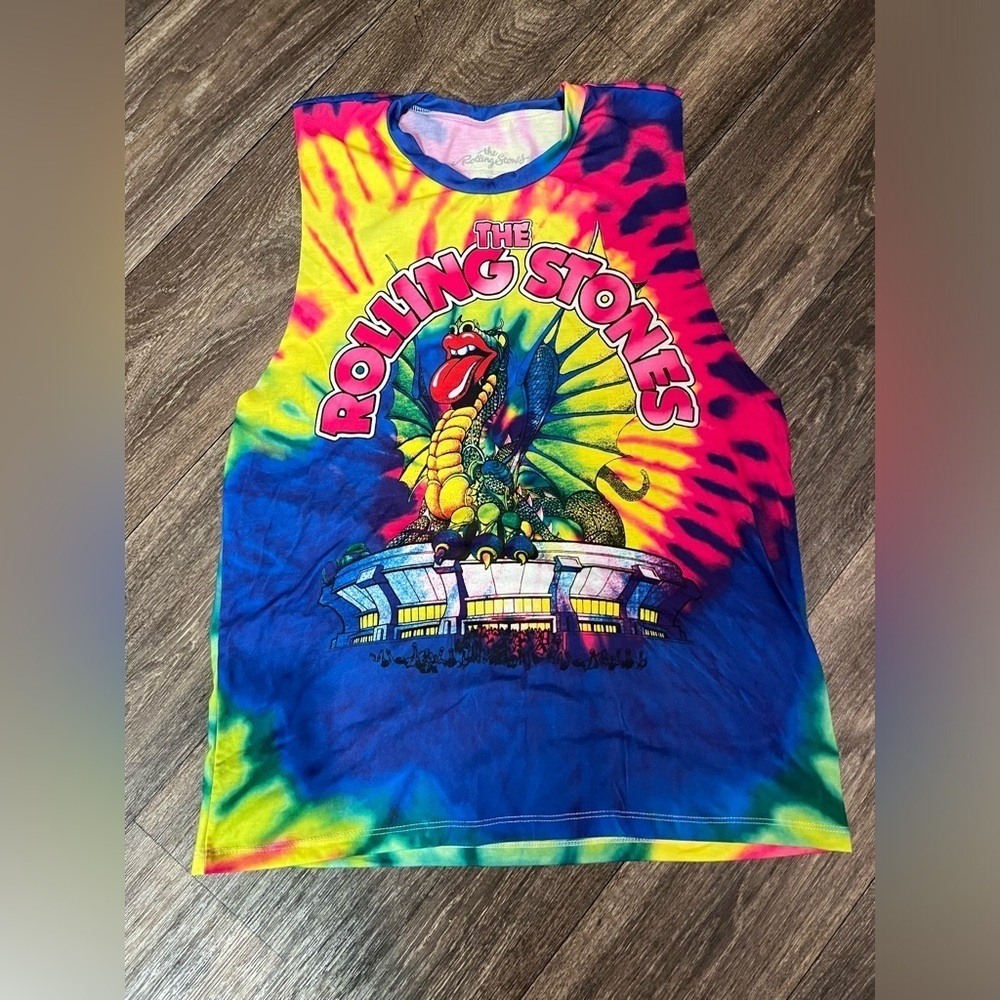 Rolling Stones Tie Dye Dragon Women XL Tank Cut Off